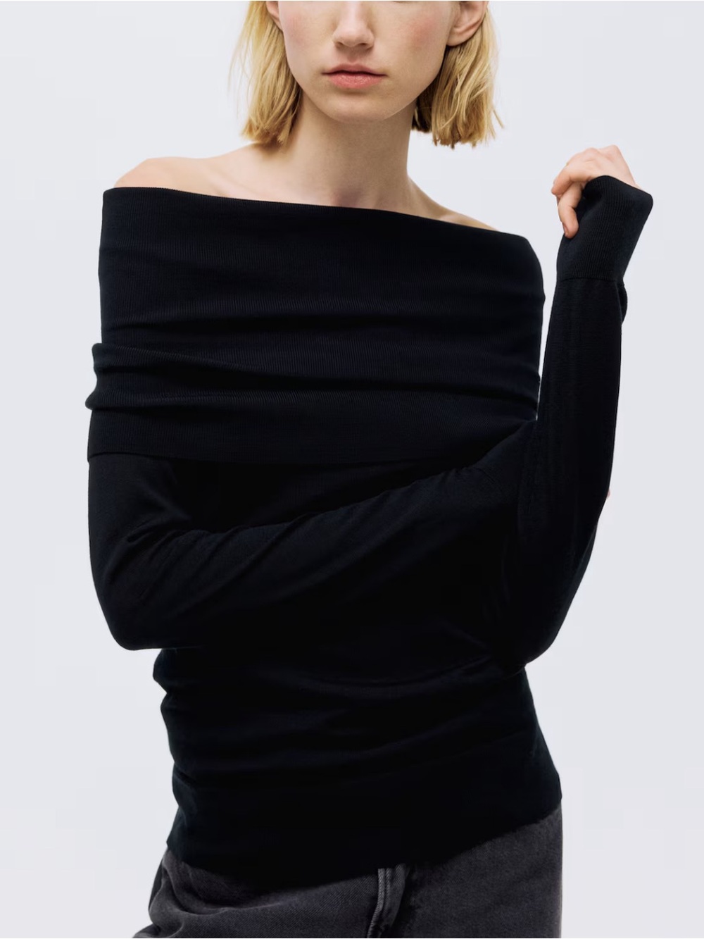 NWOT H&M Off the Shoulder 100% Wool Top